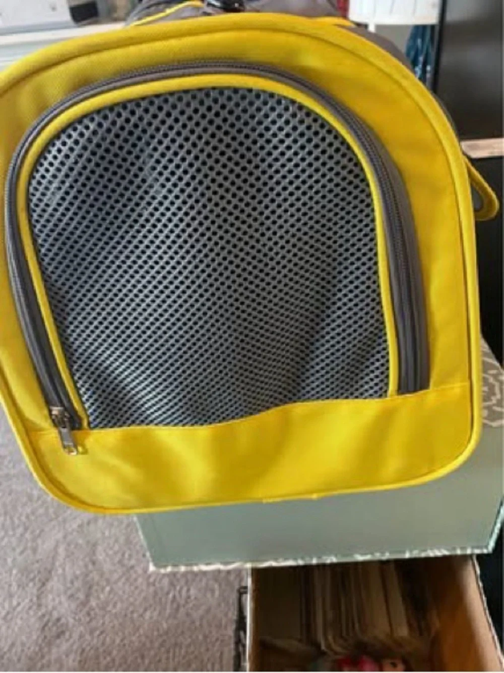 Gray and Yellow Soft-Sided Dog Carrier Travel Bag